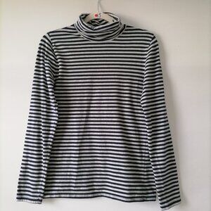 Gap Womens Blue Gray Turtleneck Long Sleeve Striped Blouse Top Size Medium
